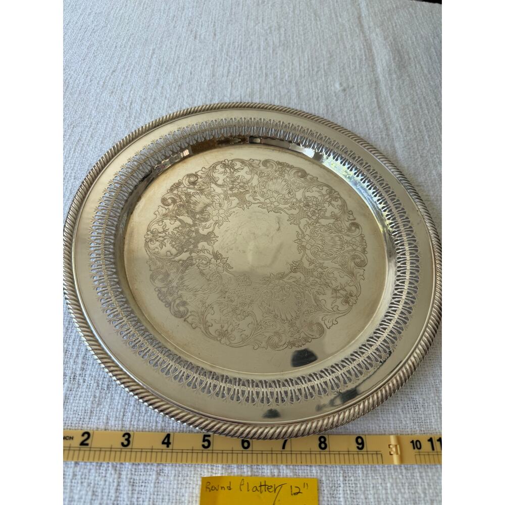 Vintage, Rogers 170, 12" Round Silver Tray - Picture 2 of 10